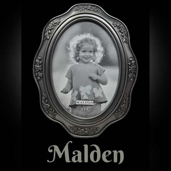 Malden Photo Frames Oval Beautiful Gray Pewter With Roses Flowers-Leaves Family - Picture 1 of 10